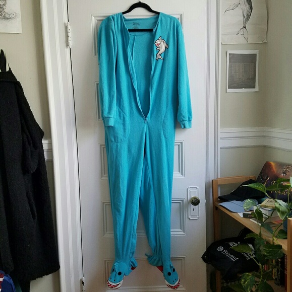 shark footie pajamas